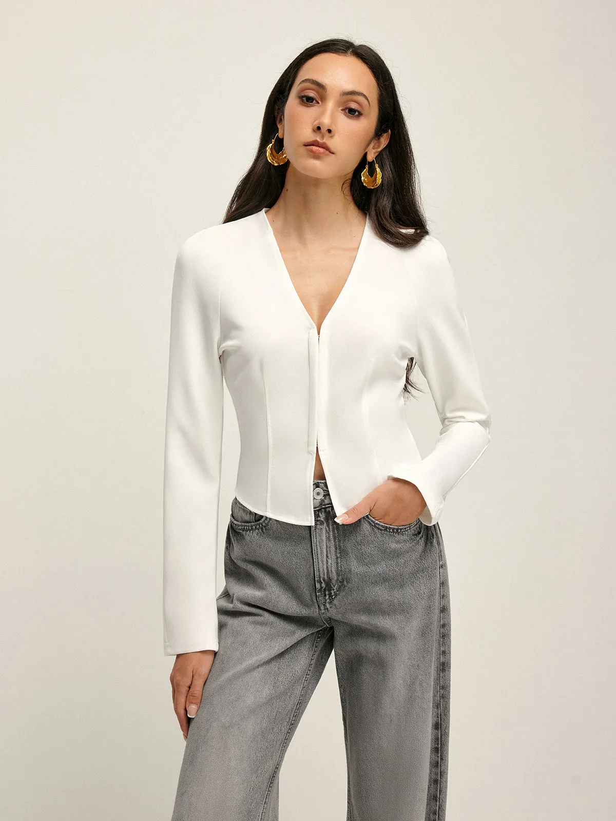 Plain Piping Slim Blouse sold by COMMENSE product image thumbnail 3
