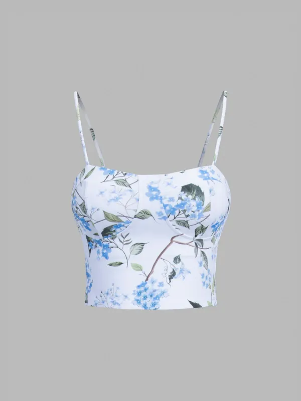 Padded Floral Crop Cami Top sold by COMMENSE