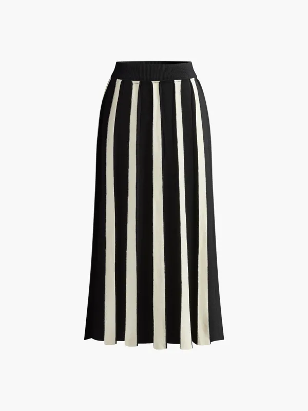 Color Block Knit Midi Skirt sold by COMMENSE