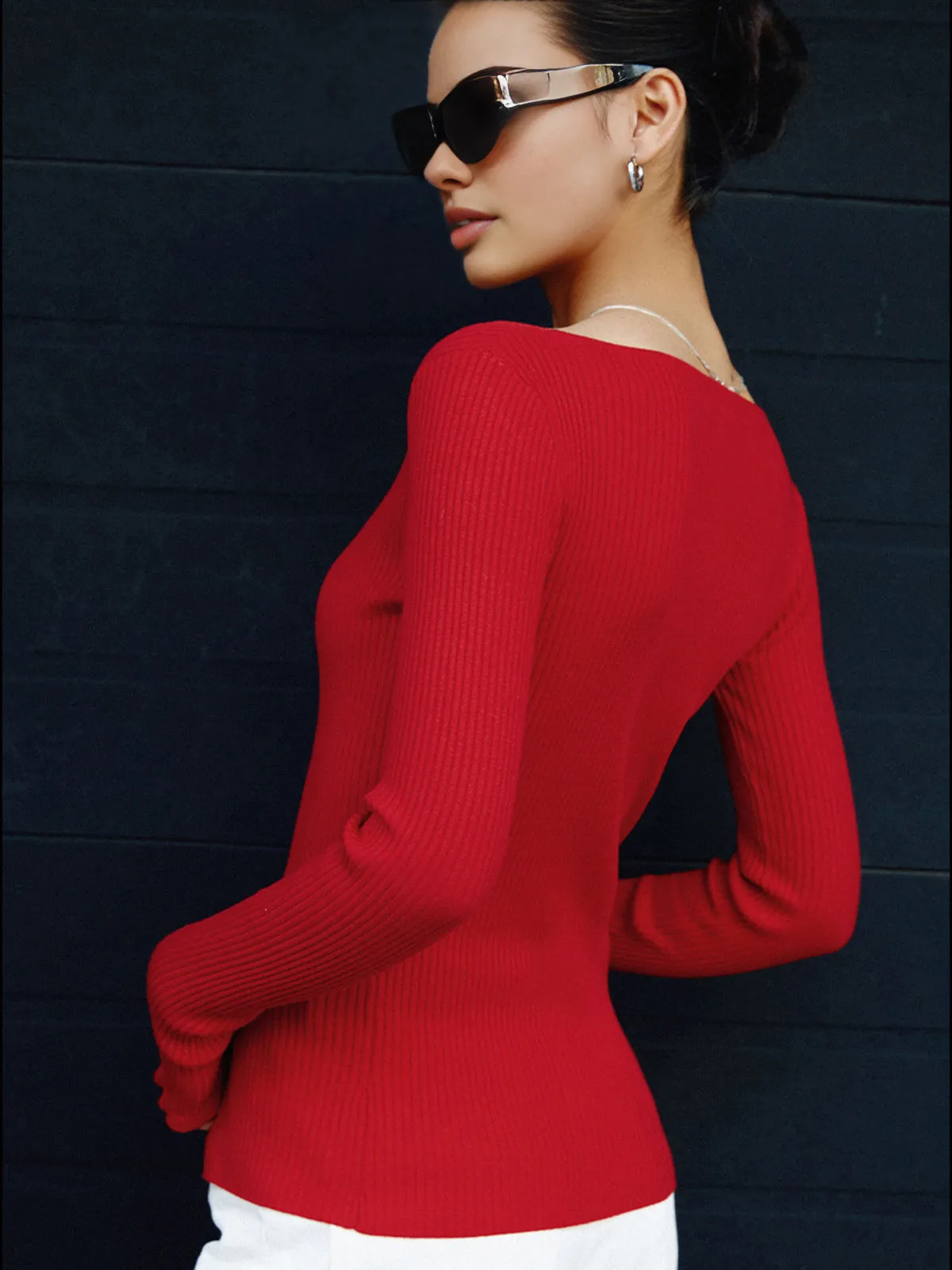 Button V Neck Knit Cardigan sold by COMMENSE product image thumbnail 5