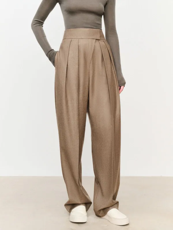 High Waist Pleated Solid Pants sold by COMMENSE