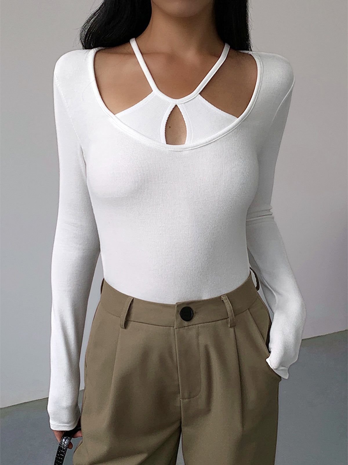 Halter Petals Long Sleeve Shirt sold by COMMENSE product image thumbnail 3