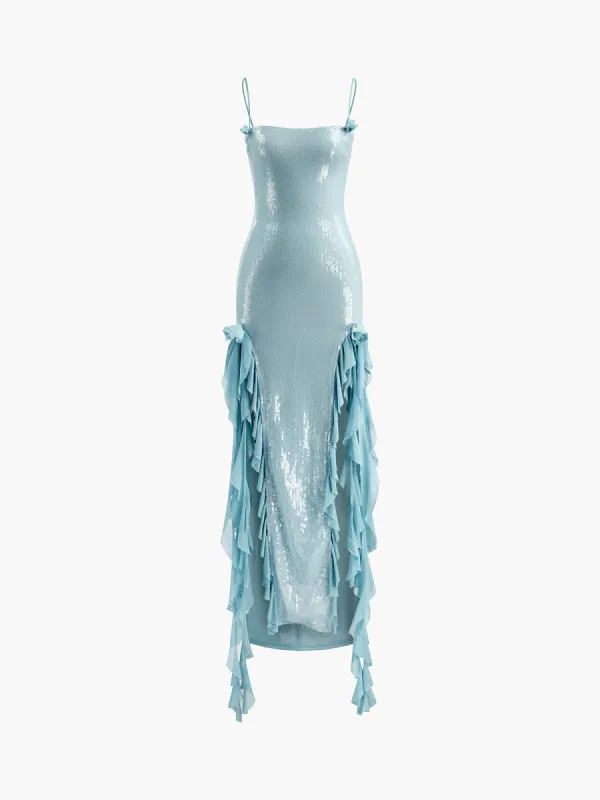 Sequins Ruffle Split Slim  Dress sold by COMMENSE