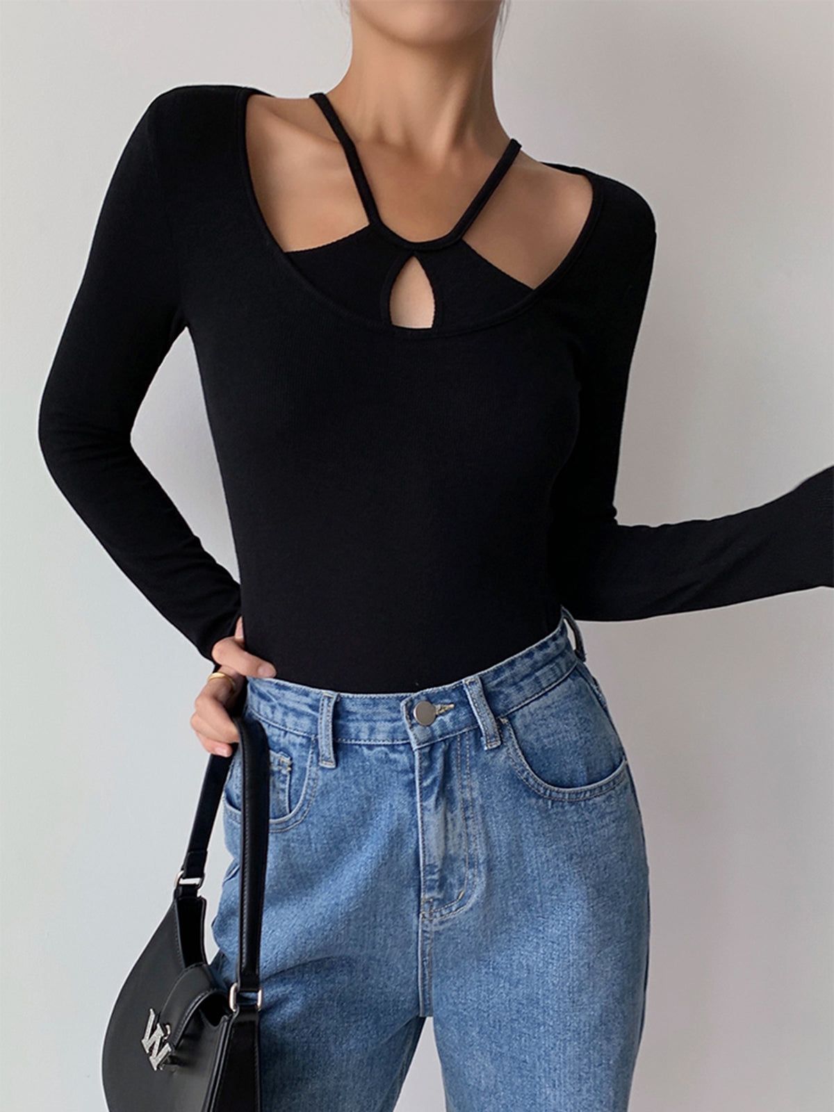 Halter Petals Long Sleeve Shirt sold by COMMENSE