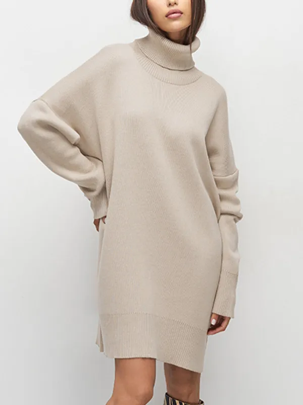 Minimalism Turtleneck Short Sweater Dress sold by COMMENSE