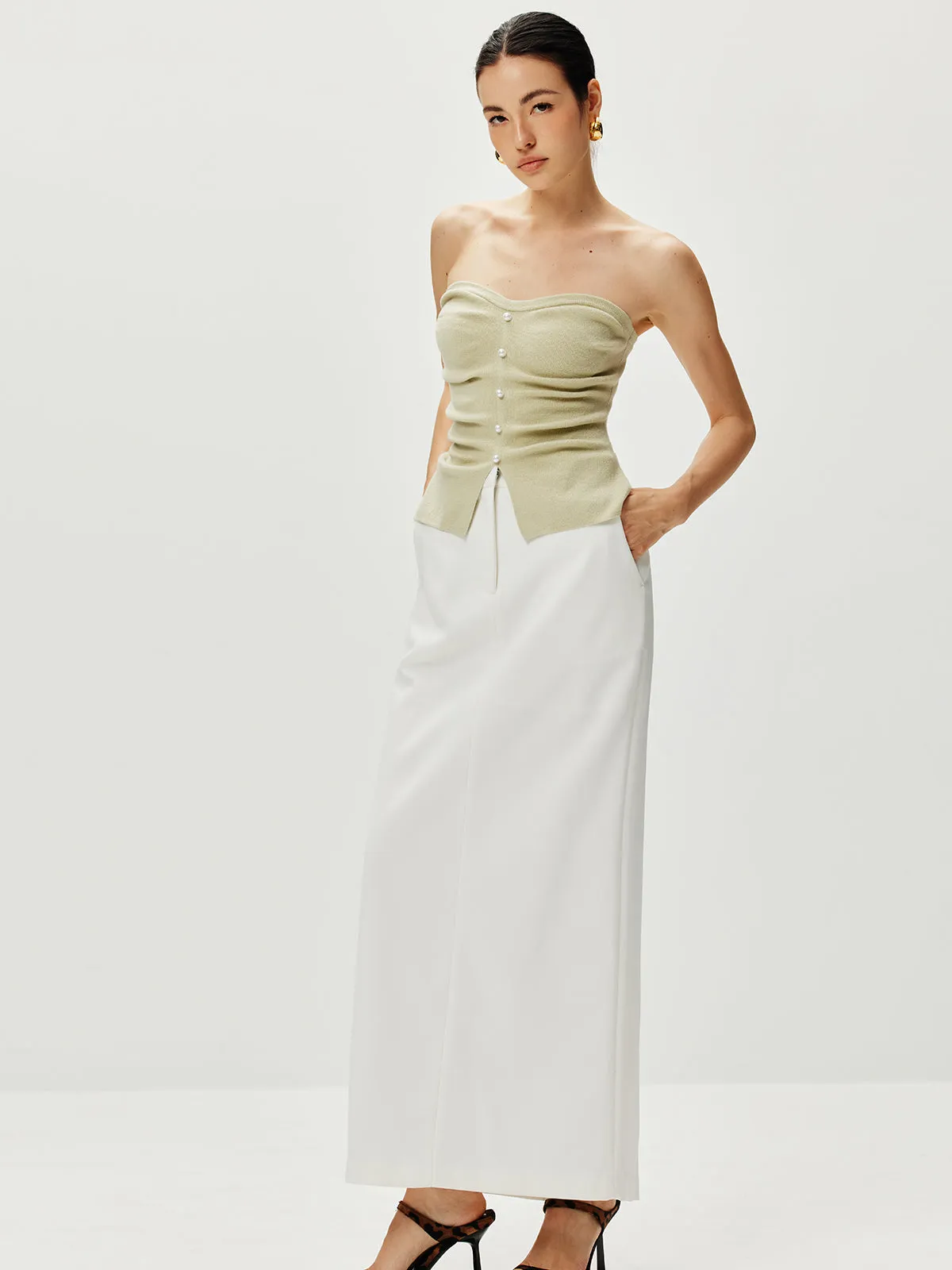 Strapless Split Pearl Sweater Vest sold by COMMENSE product image thumbnail 4