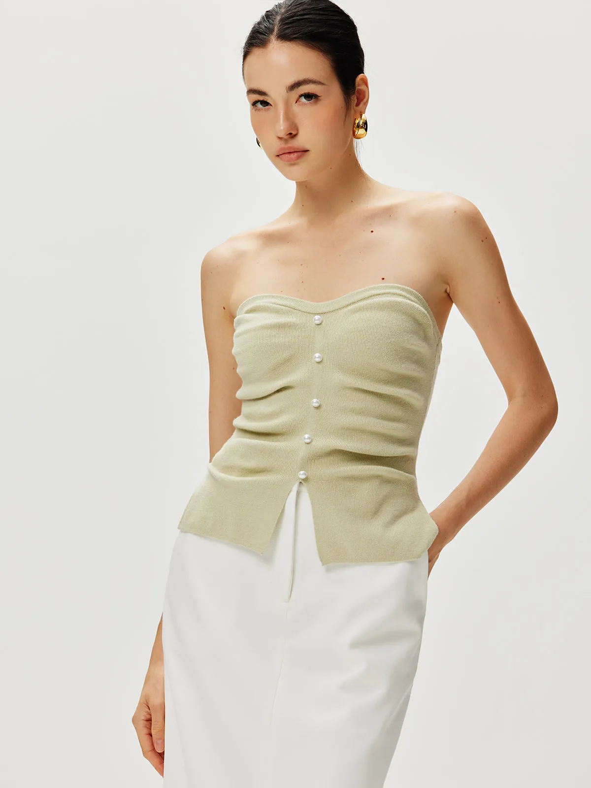 Strapless Split Pearl Sweater Vest sold by COMMENSE