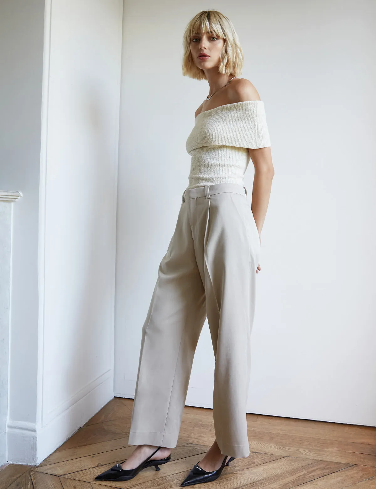 Creamy Off-Shoulder Knit Top sold by COMMENSE product image thumbnail 3