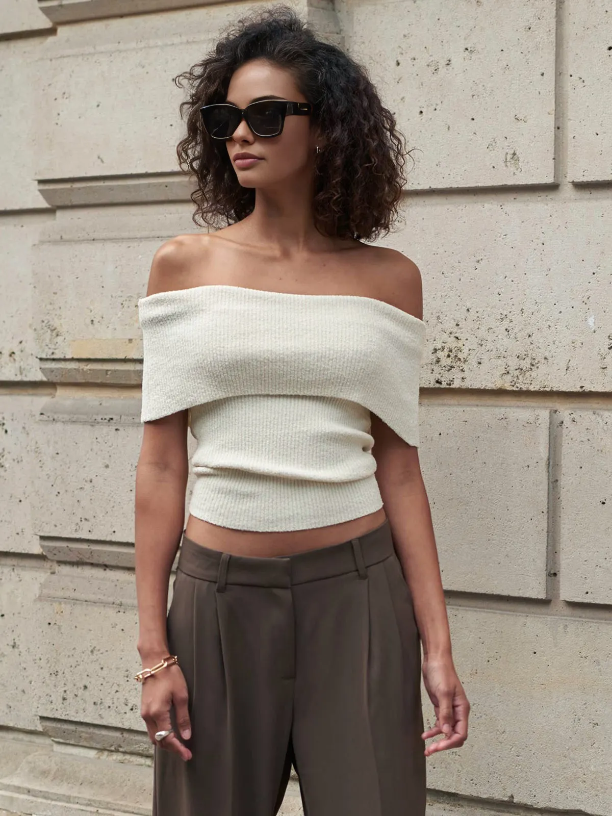Creamy Off-Shoulder Knit Top sold by COMMENSE product image thumbnail 4