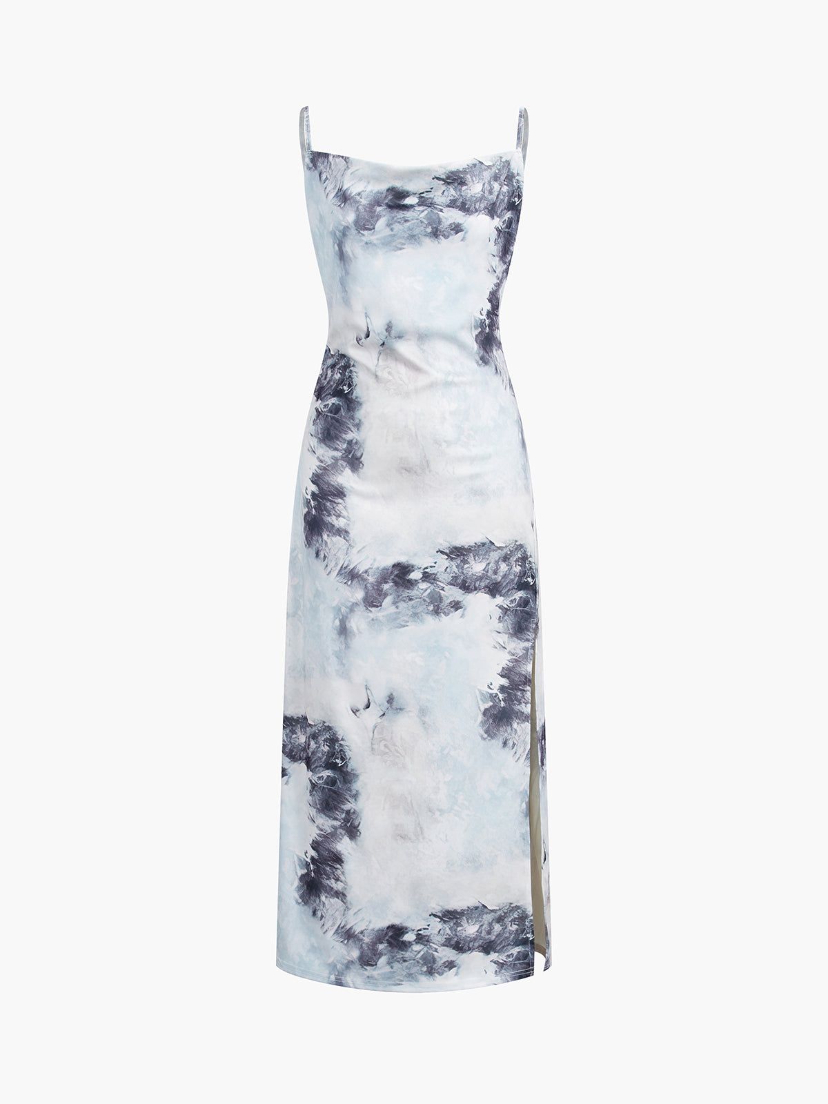 Tie Dye Cowl Neck Zippered Midi Dress sold by COMMENSE