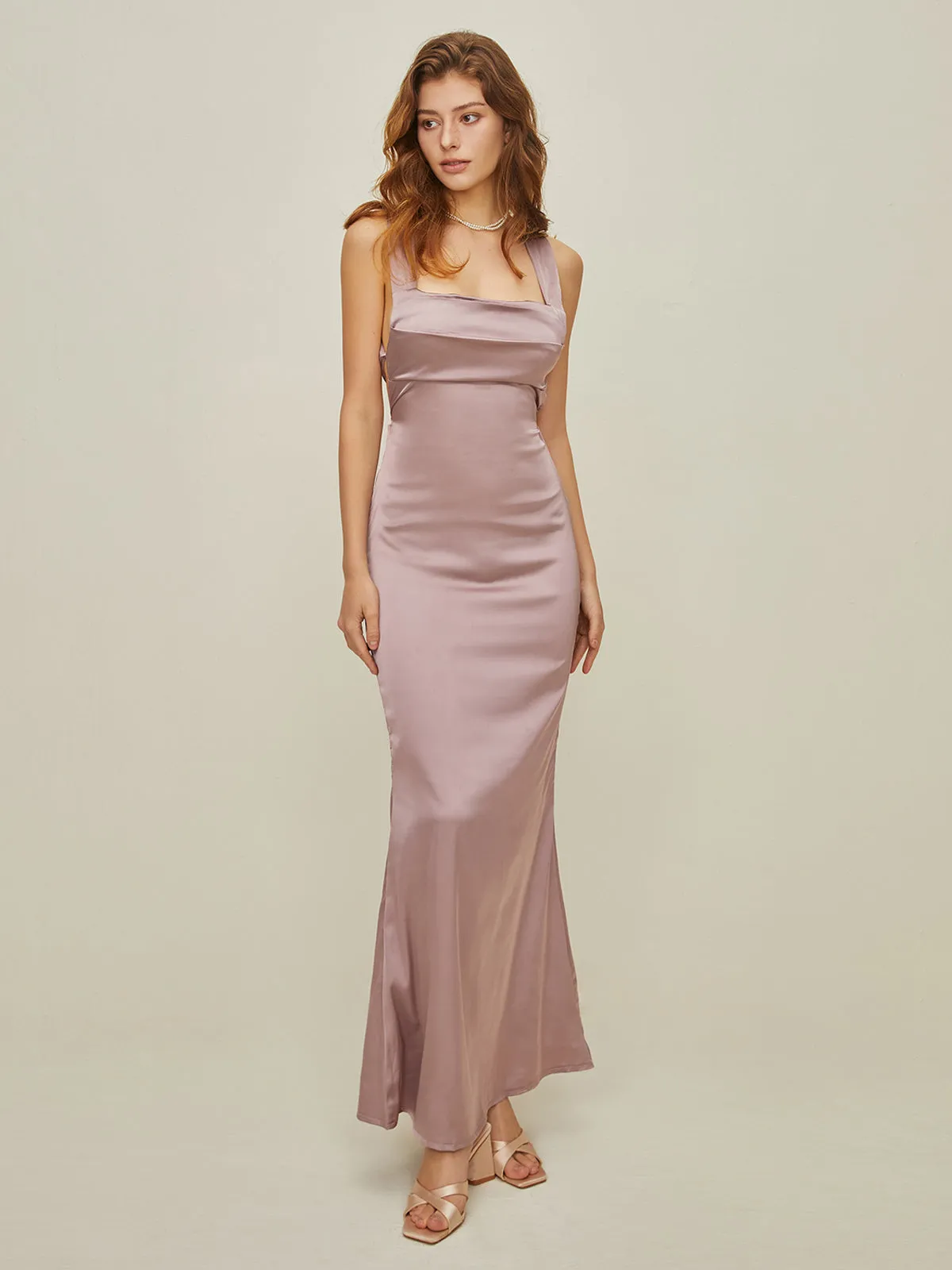 Satin Backless Knotted Dress sold by COMMENSE product image thumbnail 3