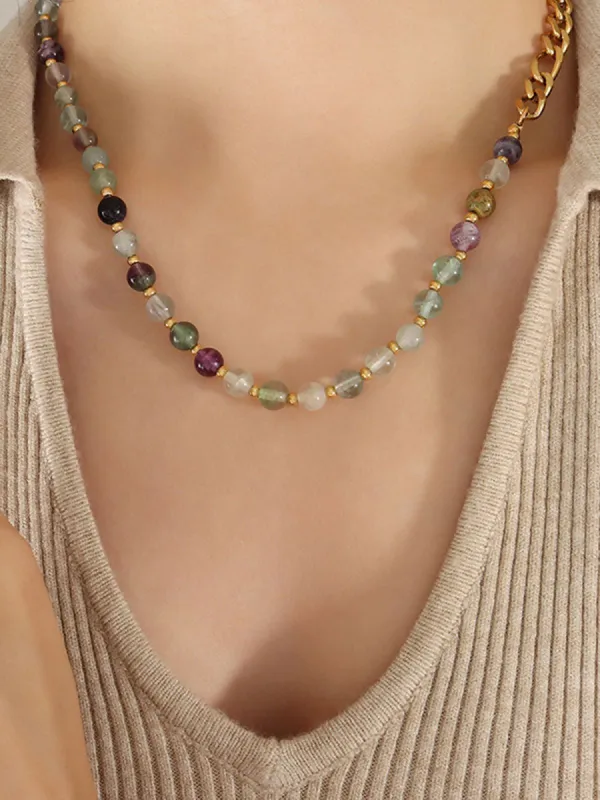 Colorful Nature Fluorite Necklace made by COMMENSE