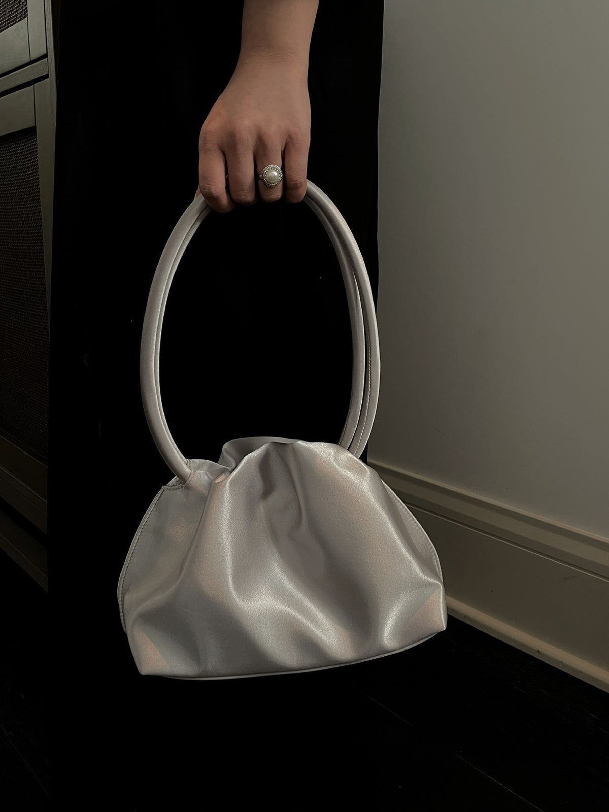 Silver Ruched Cloudy Bag sold by COMMENSE