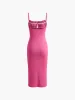 Ribbed Pleated Backless Cami Dress sold by COMMENSE