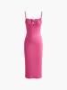 Ribbed Pleated Backless Cami Dress sold by COMMENSE