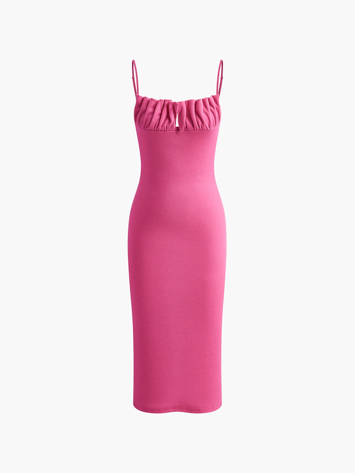 Ribbed Pleated Backless Cami Dress sold by COMMENSE