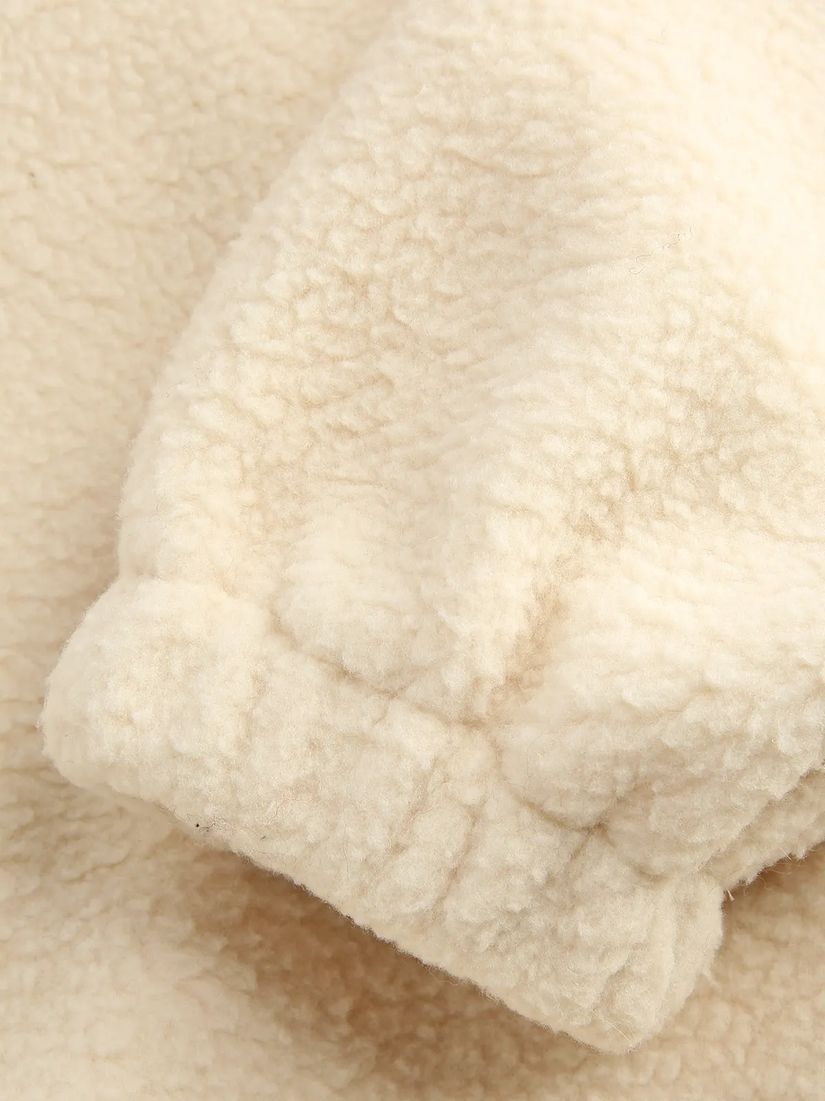 Cream Fleece Stand Collar Half Zip Sweatshirt sold by COMMENSE product image thumbnail 3