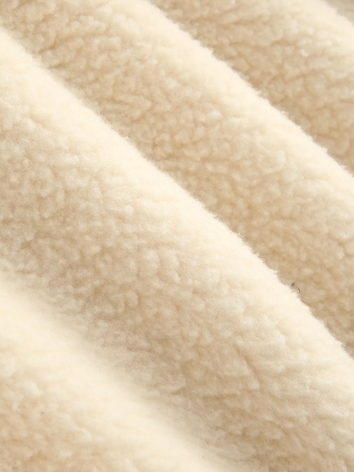 Cream Fleece Stand Collar Half Zip Sweatshirt sold by COMMENSE product image thumbnail 4