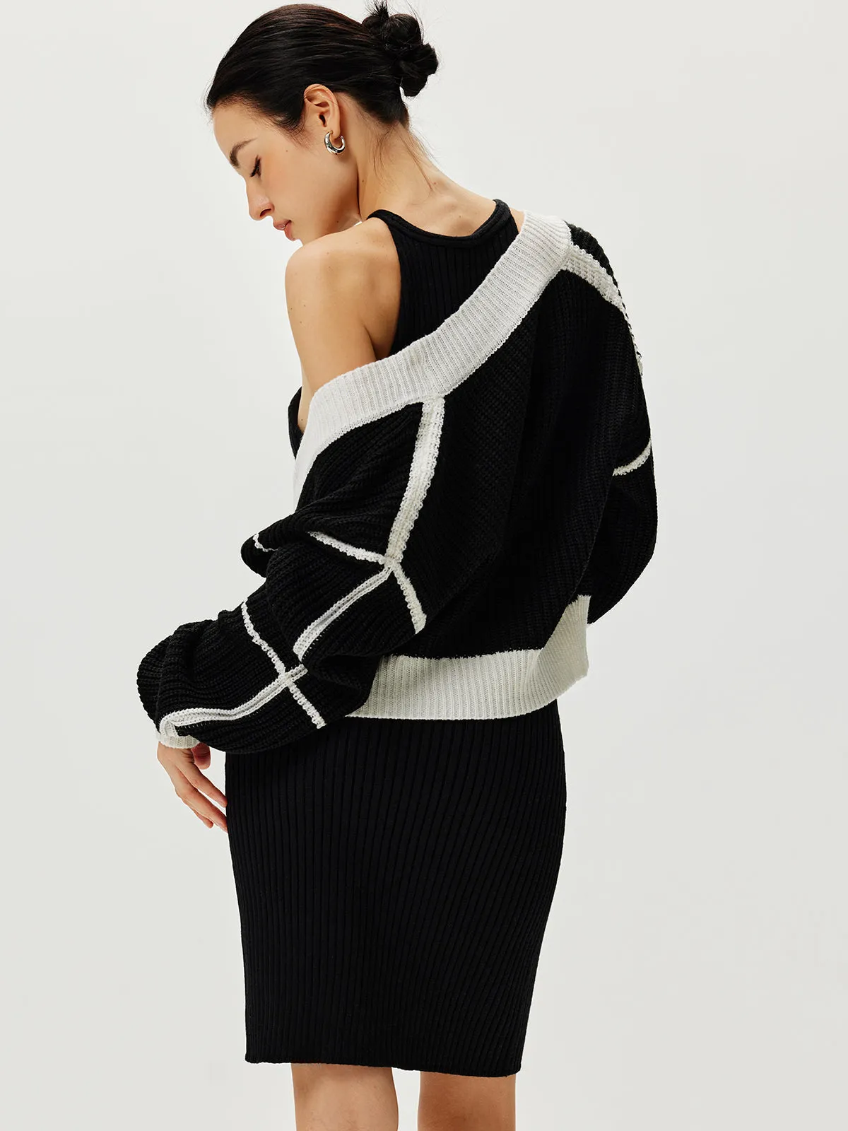Color Block Versatile Knit Cardigan sold by COMMENSE product image thumbnail 3