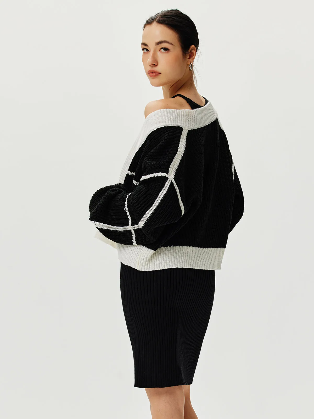 Color Block Versatile Knit Cardigan sold by COMMENSE product image thumbnail 4
