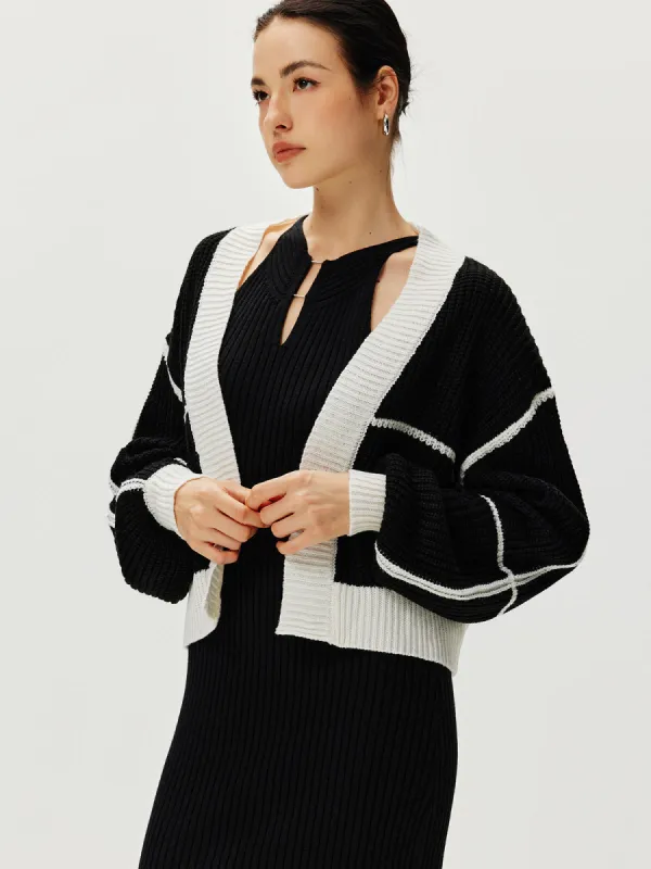 Color Block Versatile Knit Cardigan made by COMMENSE