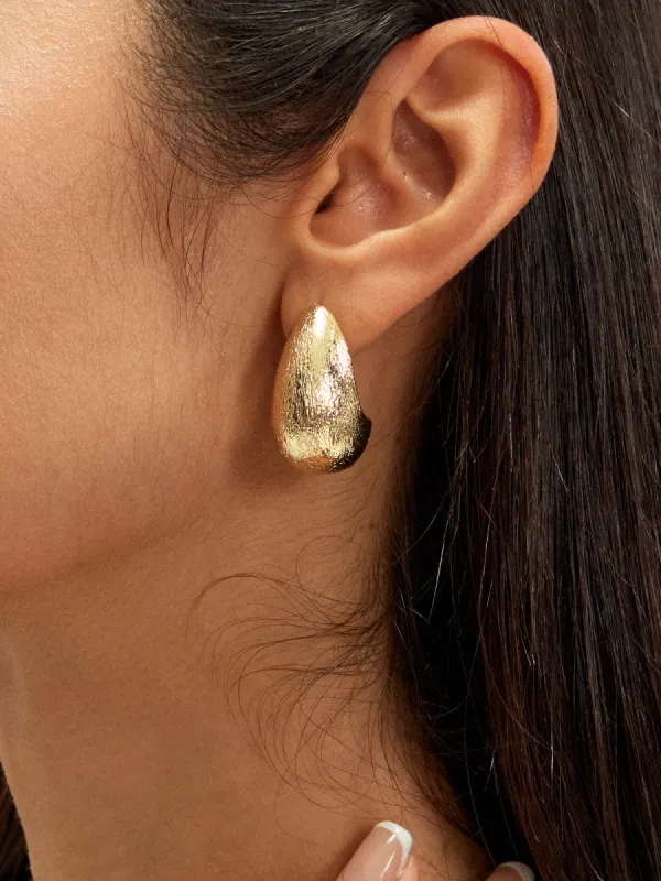 Golden C-Shape Earrings sold by COMMENSE