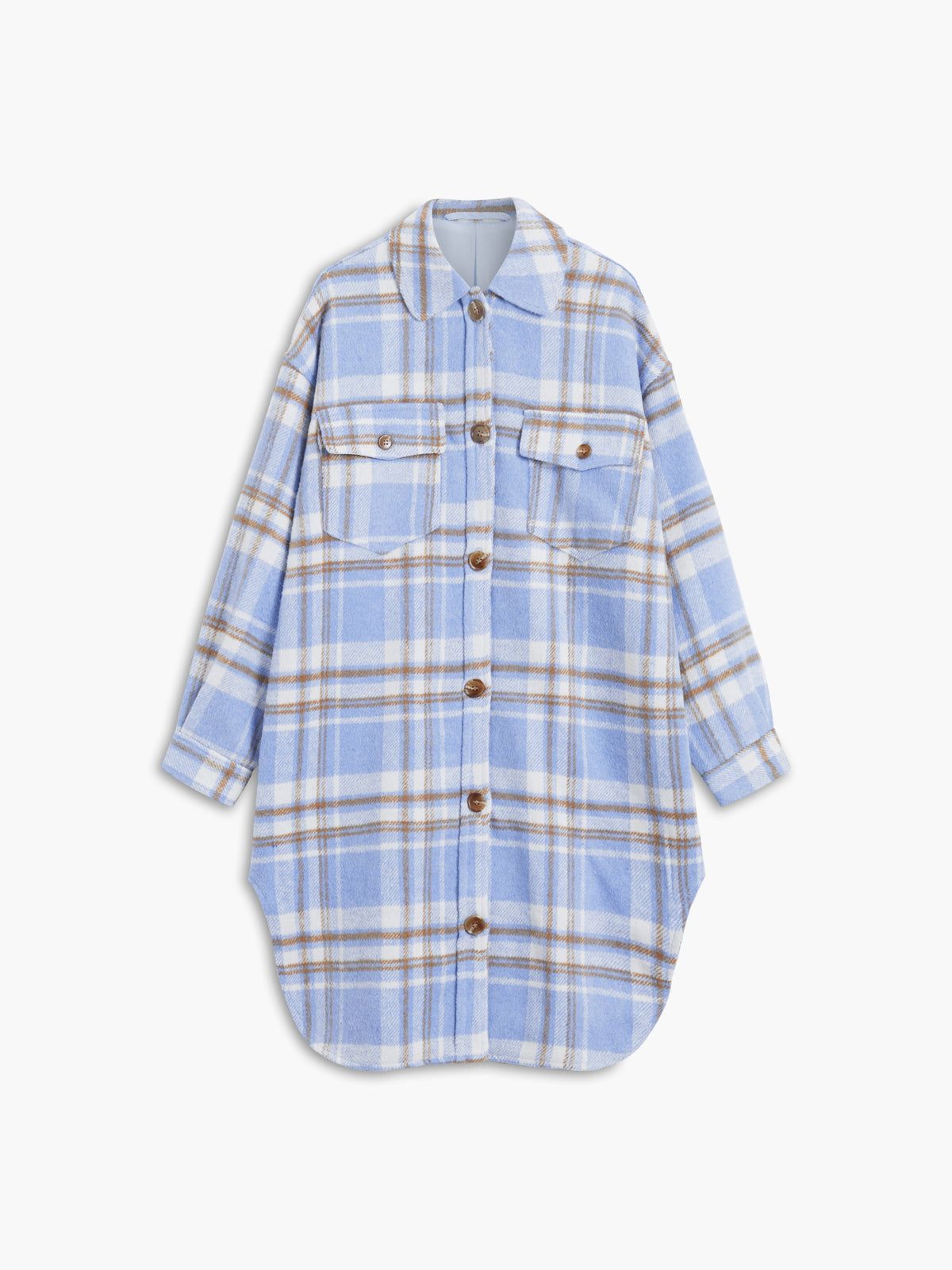 Plaid Long Brushed Wool Shirt Jacket sold by COMMENSE