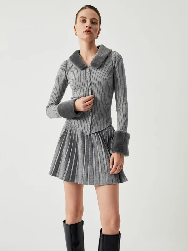 Patchwork Pleated Long Sleeve Two Piece Skirt Set sold by COMMENSE