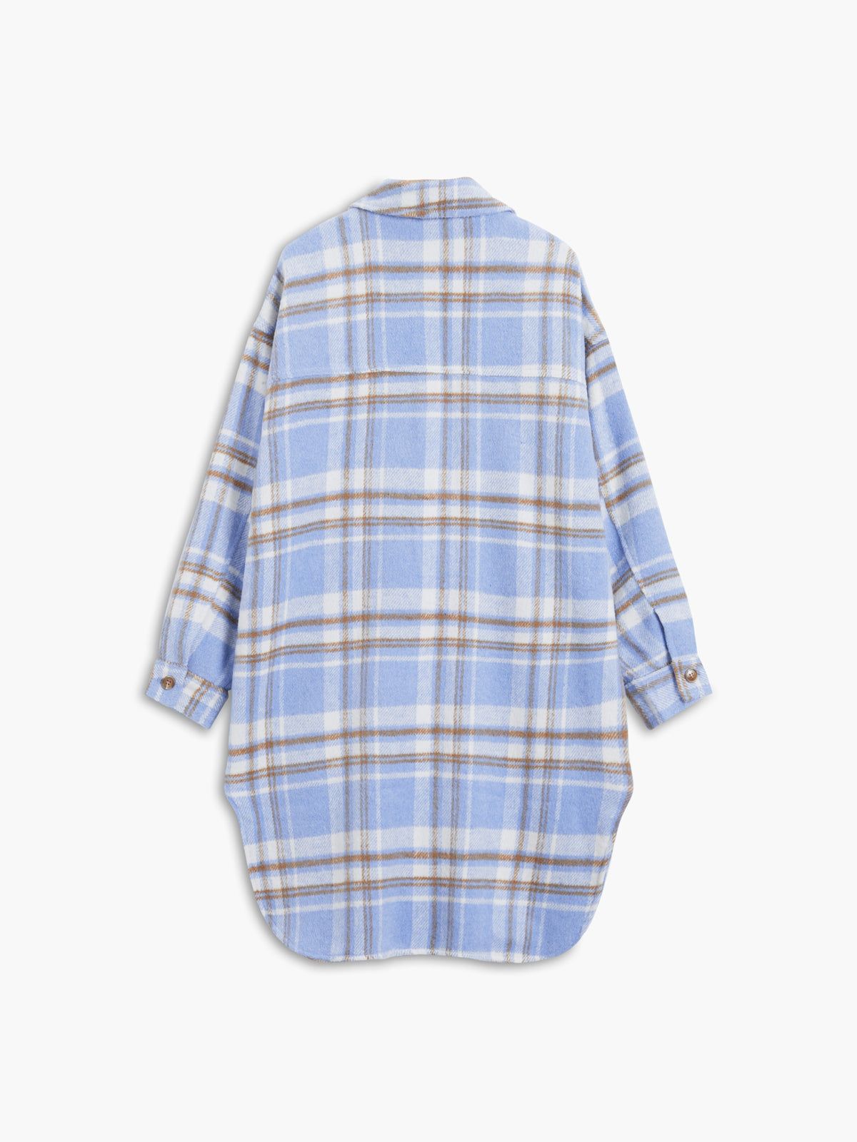 Plaid Long Brushed Wool Shirt Jacket sold by COMMENSE product image thumbnail 2