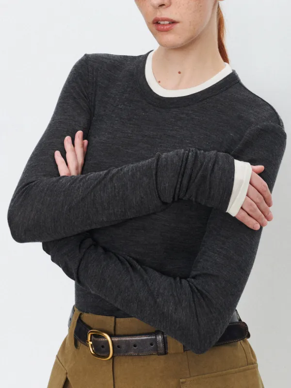 Patchwork Contrast Trim Long Sleeve Crew Neck Shirt sold by COMMENSE