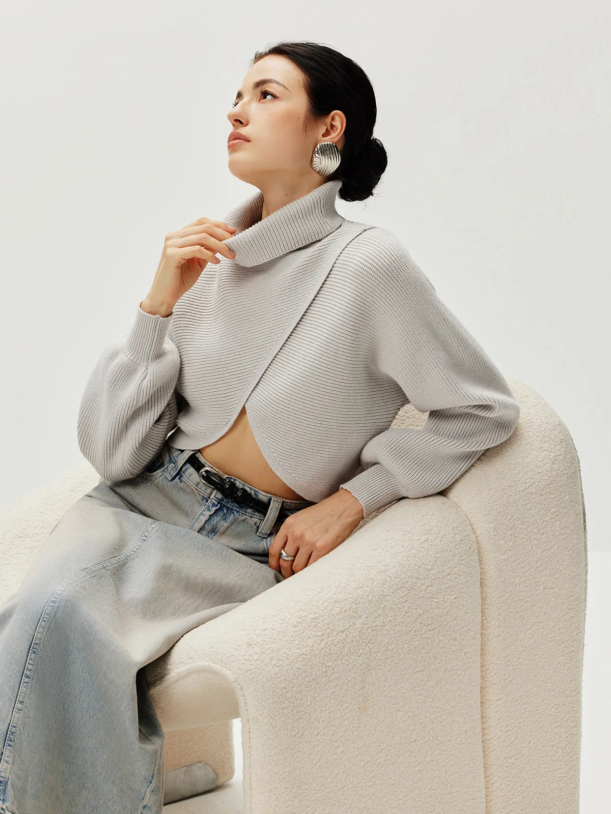 Turtleneck Batwing Sleeve Sweater sold by COMMENSE product image thumbnail 4