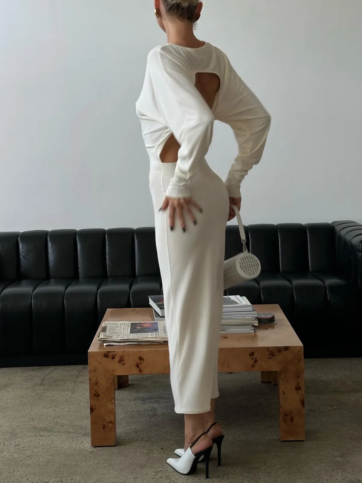 Plain Backless Cut Out Long Dress sold by COMMENSE product image thumbnail 3