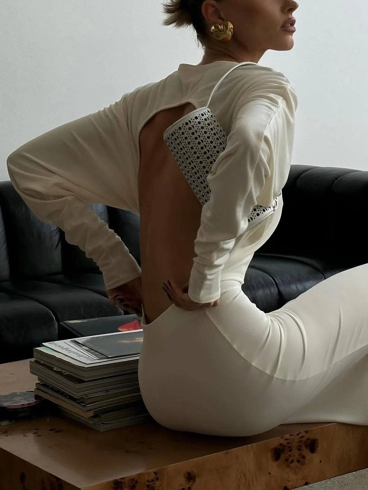 Plain Backless Cut Out Long Dress sold by COMMENSE product image thumbnail 4