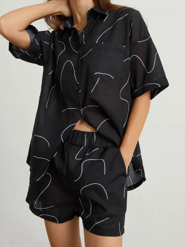 Geometric Print Two Piece Shorts Set sold by COMMENSE