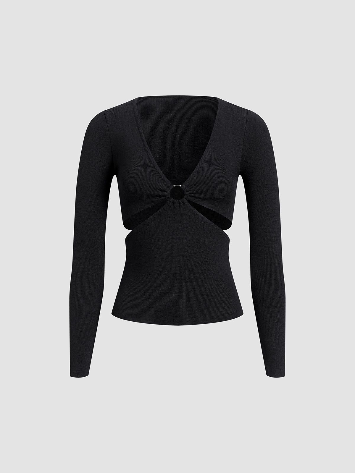 Keyhole Cutout Long Sleeve Shirt sold by COMMENSE product image thumbnail 2