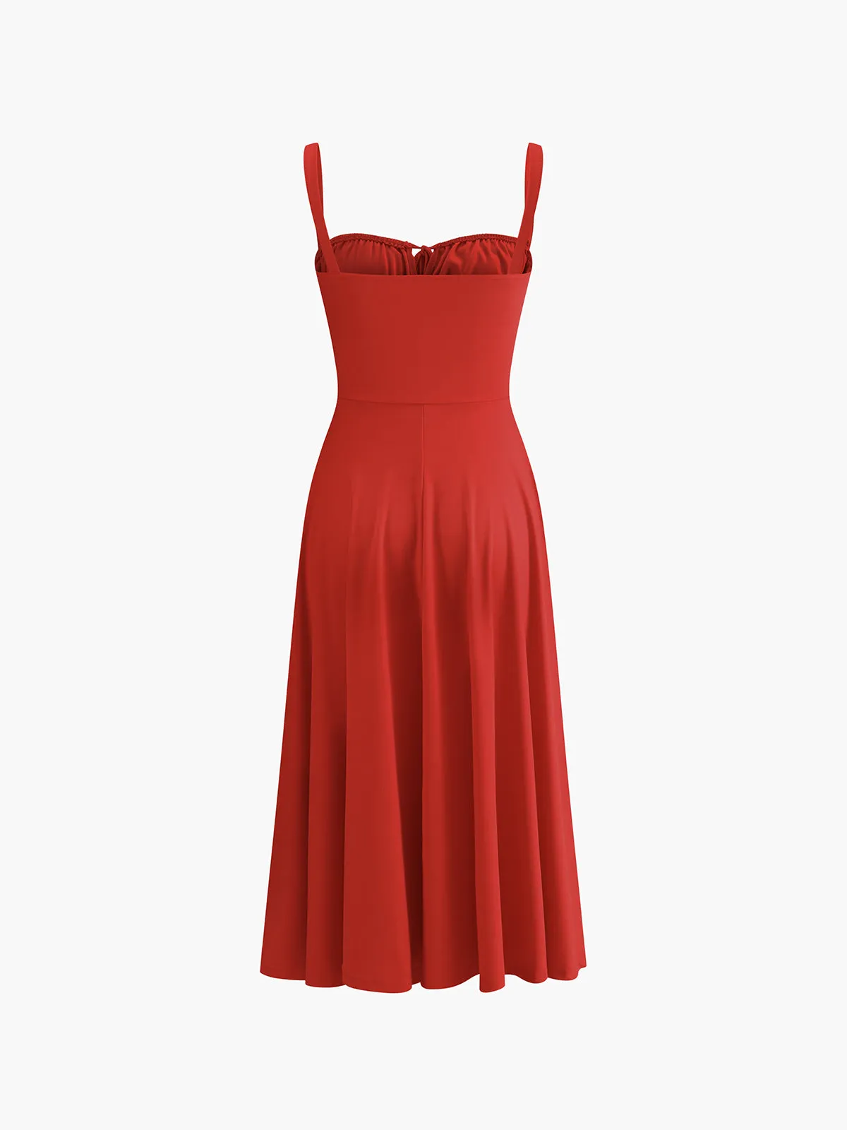 A-Line Tie Front Split Long Dress sold by COMMENSE product image thumbnail 2
