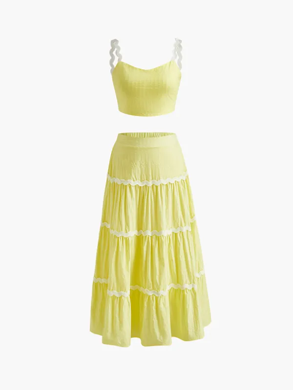 Contrast Binding Pleated Skirt Set sold by COMMENSE