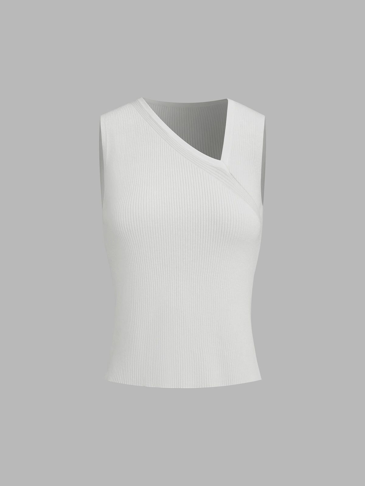Asymmetrical Neck Knit Tank Top sold by COMMENSE product image thumbnail 4
