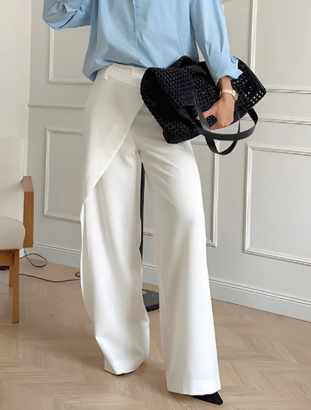 Asymmetrical High Waist Wide-Leg Pants sold by COMMENSE