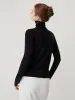Knit Contrast Trim Turtleneck Top sold by COMMENSE