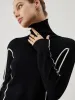 Knit Contrast Trim Turtleneck Top sold by COMMENSE
