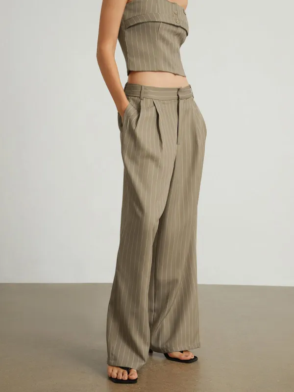 Carpe Diem Pleat Pinstripe Wide Leg Pants sold by COMMENSE