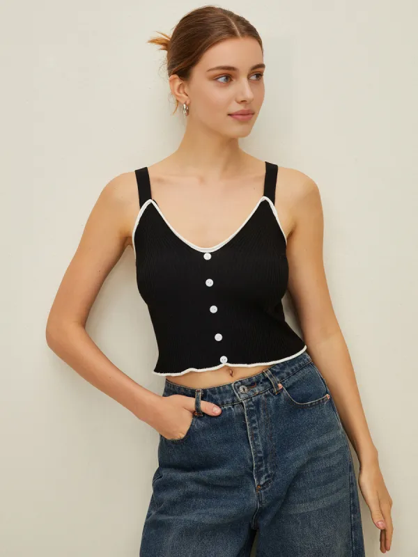 Contrast Trim Sweater Vest sold by COMMENSE