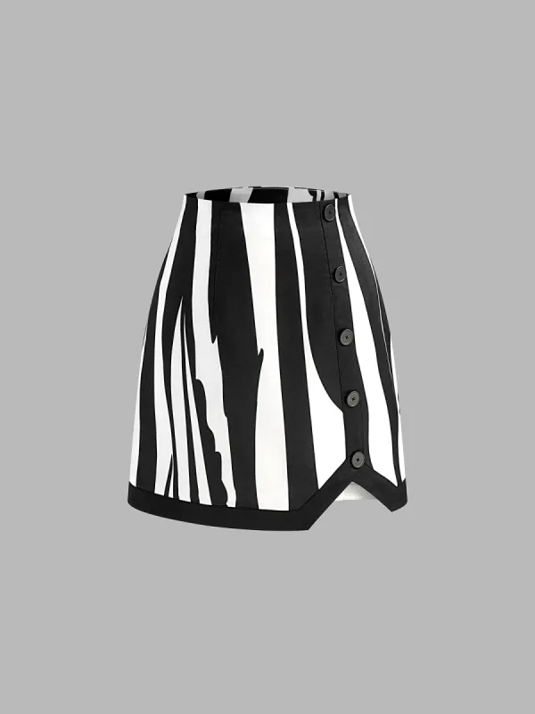 Color Block Invisible Zipper Mini Skirt sold by COMMENSE