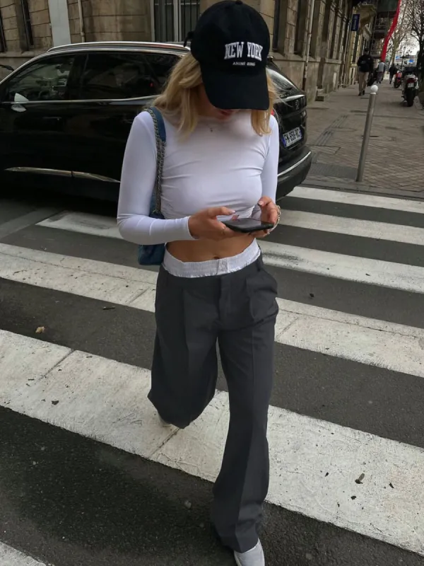 Off Duty Reversible Waistband Wide Leg Pants made by COMMENSE