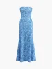 Oceanic Floral Print Tube Long Dress sold by COMMENSE