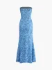Oceanic Floral Print Tube Long Dress sold by COMMENSE