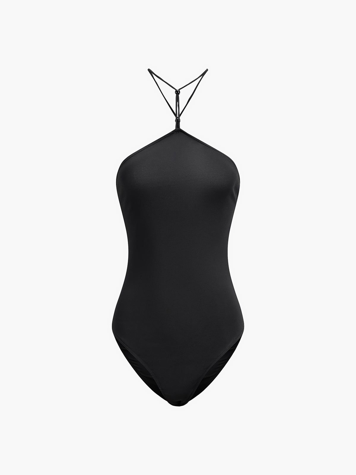 Solid Halter Open Back Bodysuit sold by COMMENSE