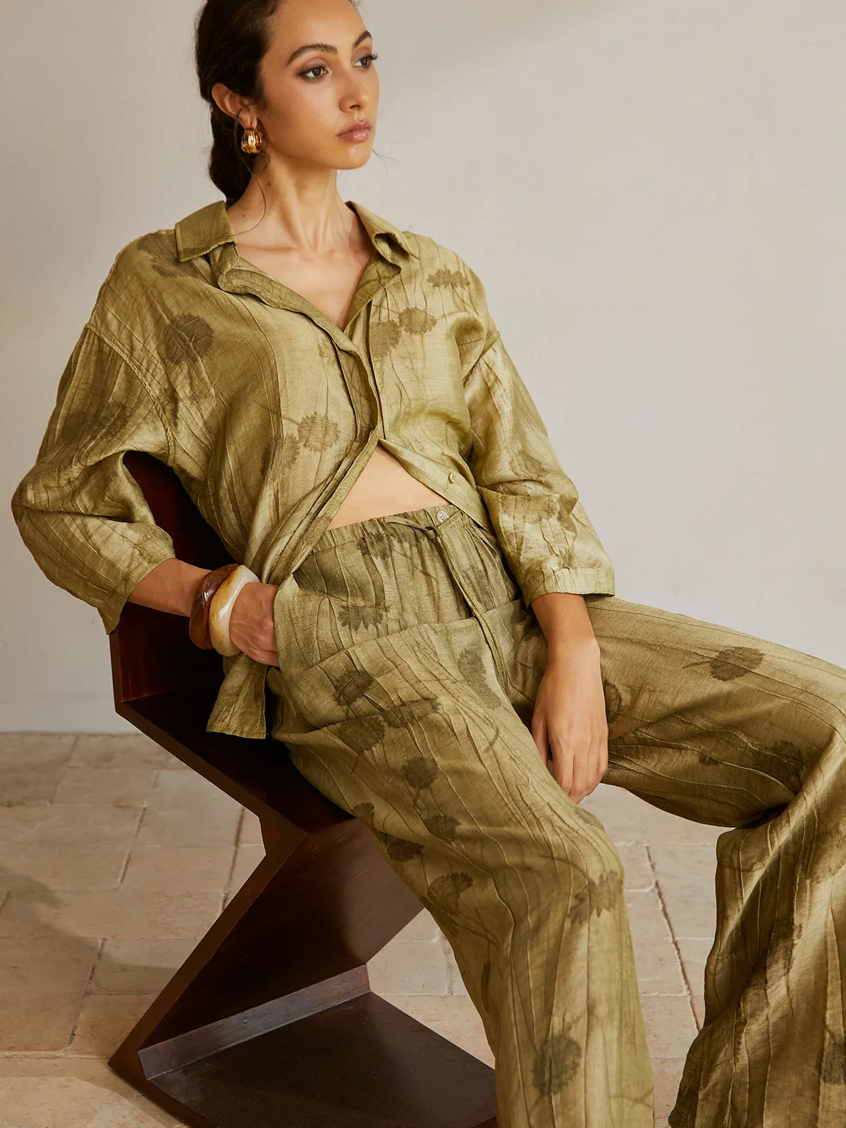 Jacquard Collar 3/4 Length Sleeve Shirt sold by COMMENSE product image thumbnail 5