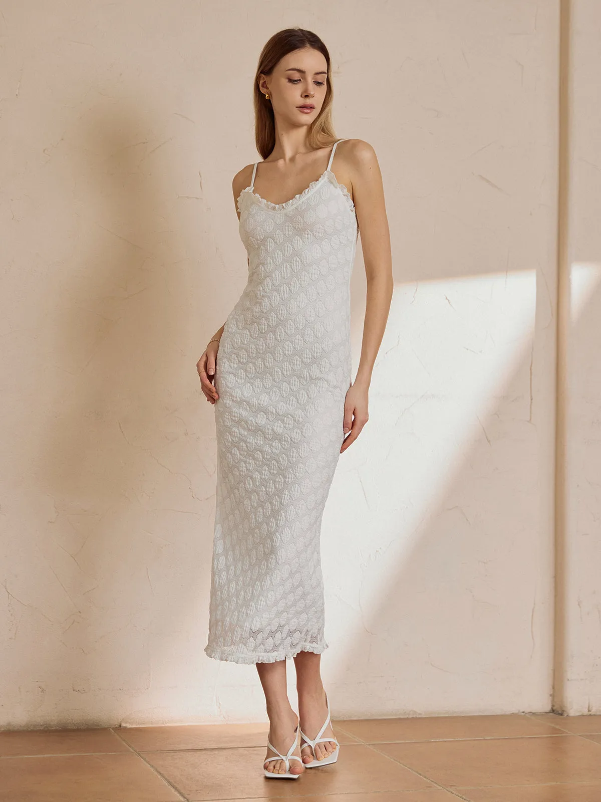 Ruffle Floral Print Cami Long Dress sold by COMMENSE product image thumbnail 4